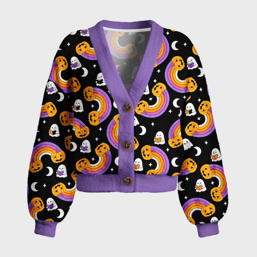 Pagewings Halloween Bookish Women's Cardigan Sweater