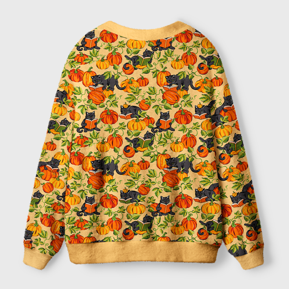 Pagewings Cat Book Lover Light Knit Unisex Cardigan Sweaters