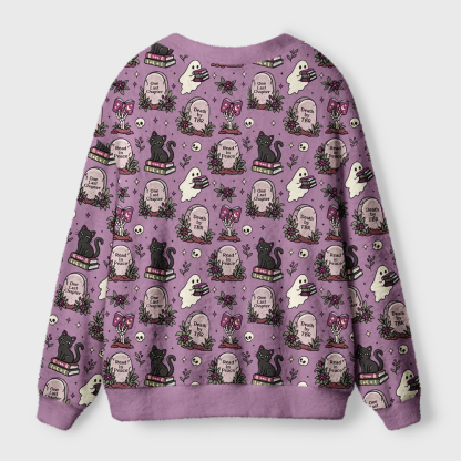 Pagewings Ghosts Love Reading Light Knit Unisex Cardigan Sweaters