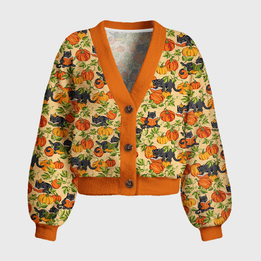 Pagewings Cat Book Lover Women's Cardigan Sweater