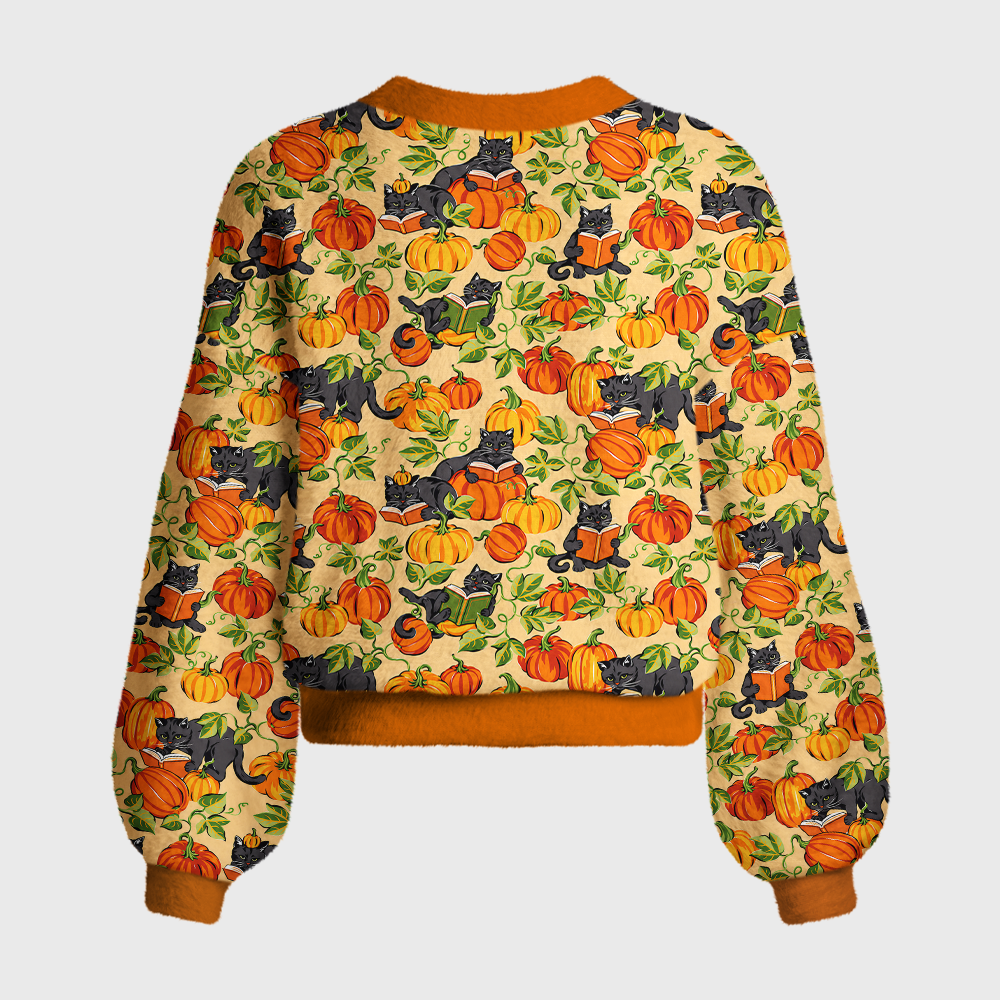 Pagewings Cat Book Lover Women's Cardigan Sweater