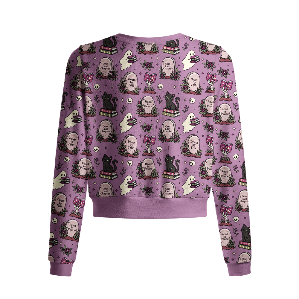 Pagewings Ghosts Love Reading Crew Neck Cardigan Sweaters