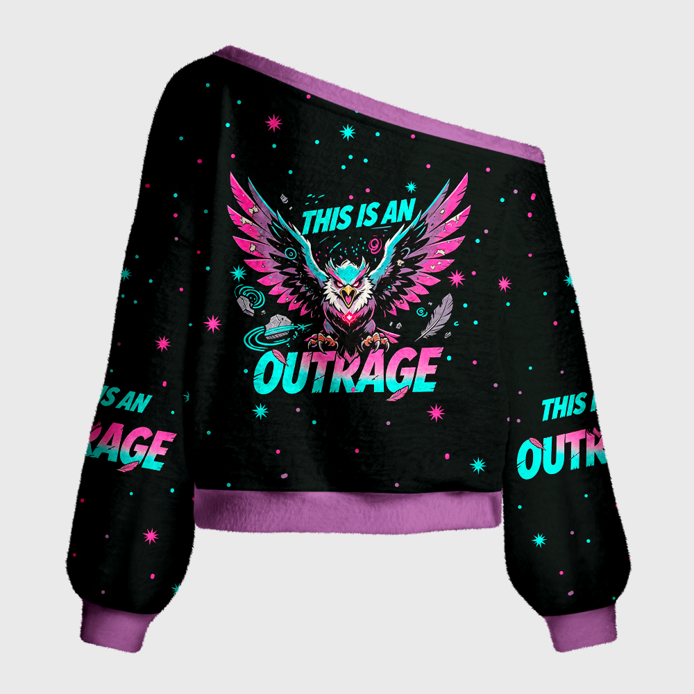 Pagewings Sci Fi Book Lover Off Shoulder Ugly Knit Sweater
