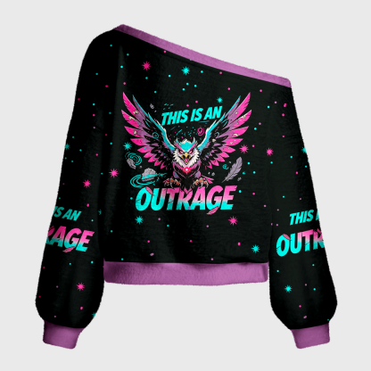 Pagewings Sci Fi Book Lover Off Shoulder Ugly Knit Sweater