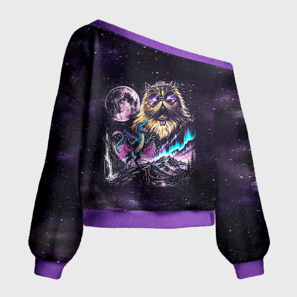 Pagewings Sci Fi Book Lover Off Shoulder Ugly Knit Sweater