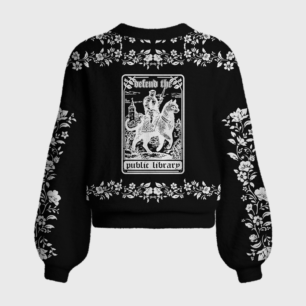 Pagewings Defend Your Local public library Women's Cardigan Sweater