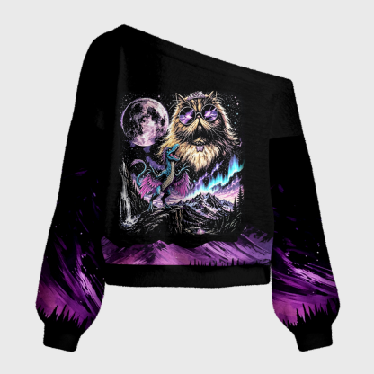 Pagewings Sci Fi Book Lover Off Shoulder Ugly Knit Sweater