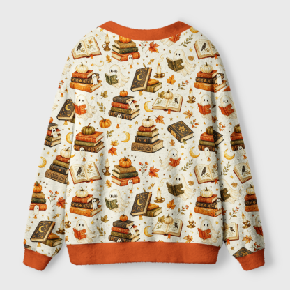 Pagewings Halloween Bookish Light Knit Unisex Cardigan Sweaters