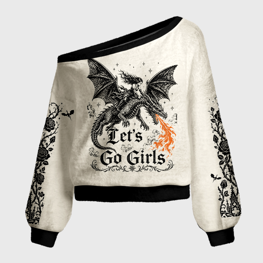 Pagewings Let's go girls Off Shoulder Ugly Knit Sweater
