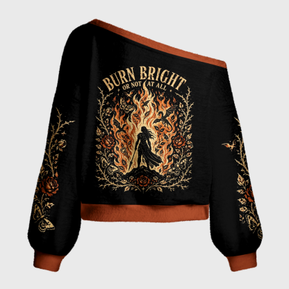 Pagewings Burn bright Off Shoulder Ugly Knit Sweater