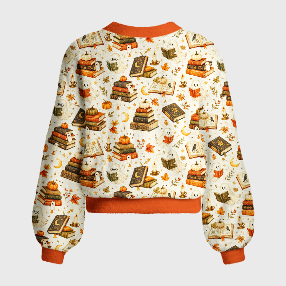 Pagewings Halloween Bookish Women's Cardigan Sweater