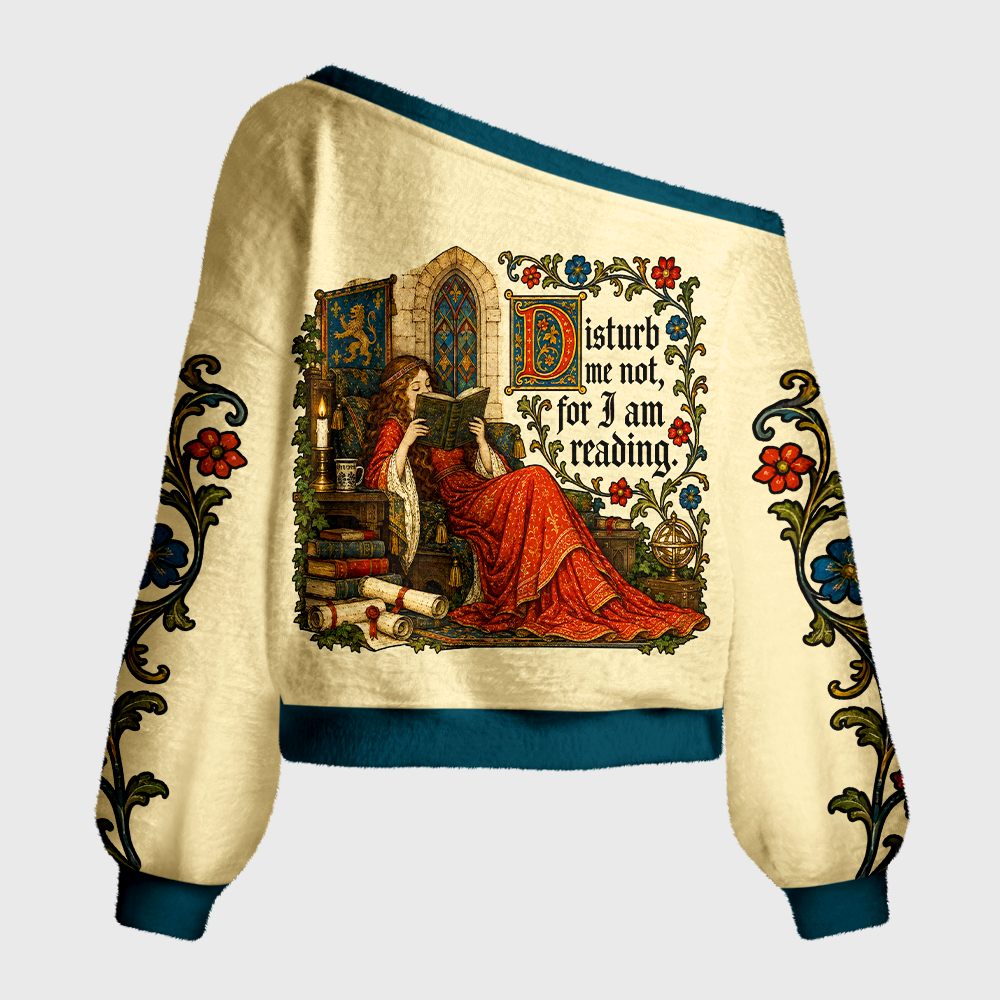 Pagewings Funny Bookish Off Shoulder Ugly Knit Sweater