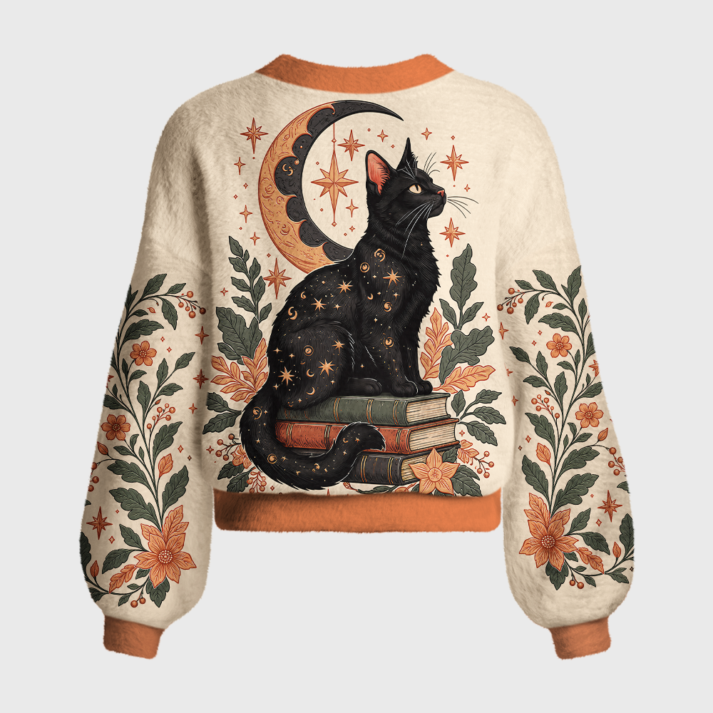 Pagewings Cat Book Lover Women's Cardigan Sweater