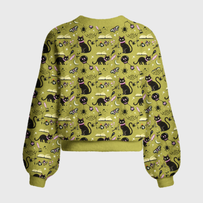 Pagewings Cat Book Lover Women's Cardigan Sweater