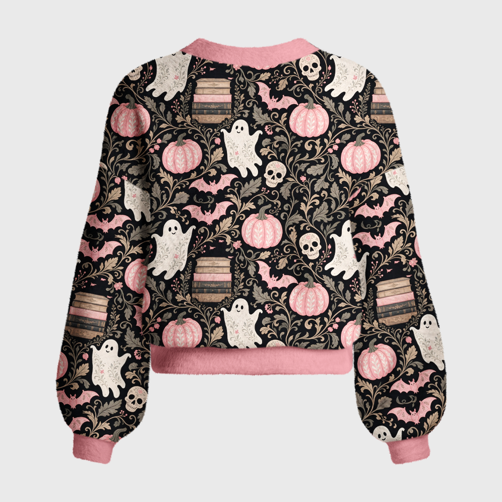 Pagewings Halloween Bookish Women's Cardigan Sweater