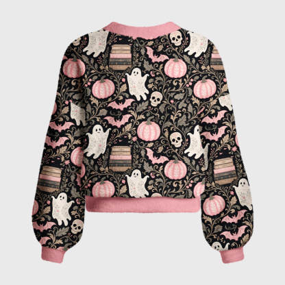 Pagewings Halloween Bookish Women's Cardigan Sweater