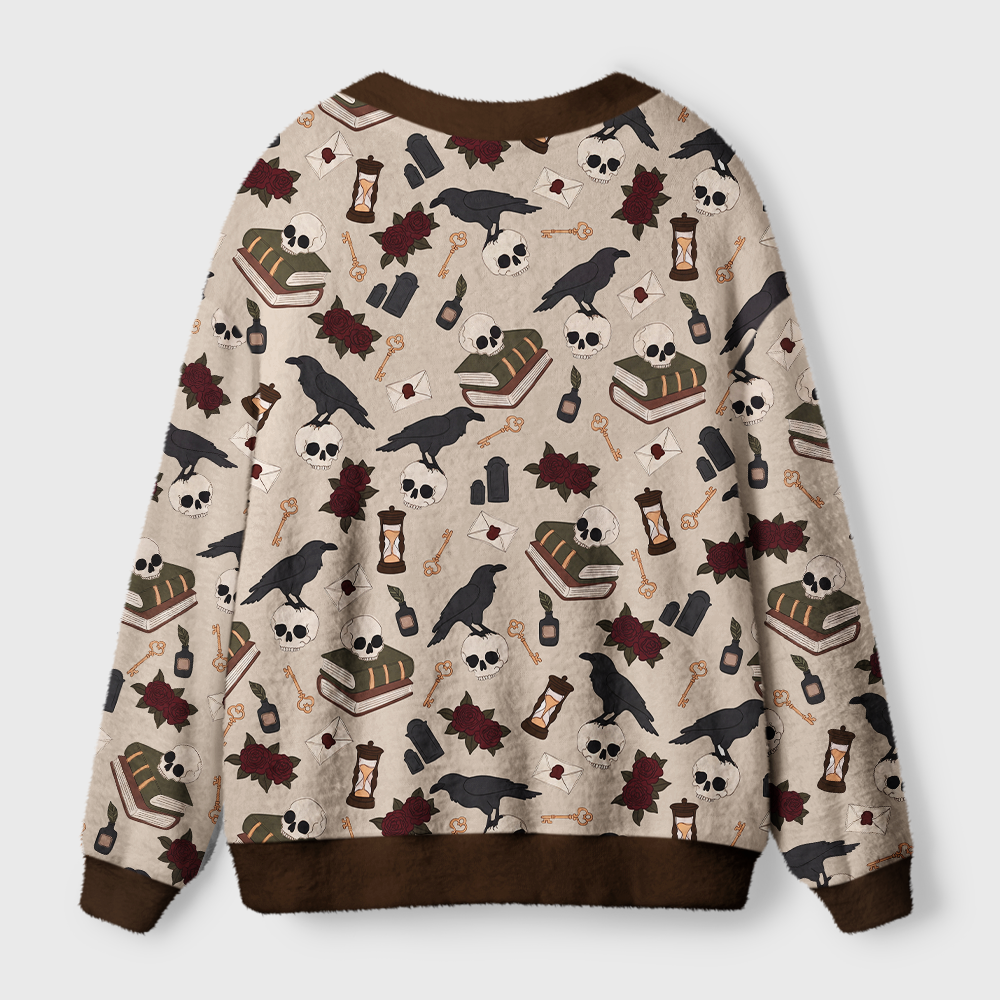 Pagewings Reading Crow Light Knit Unisex Cardigan Sweaters