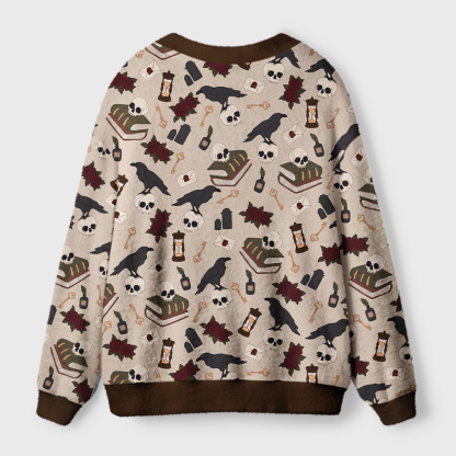 Pagewings Reading Crow Light Knit Unisex Cardigan Sweaters