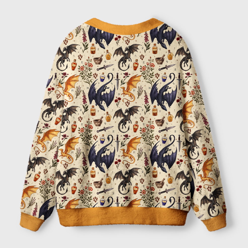 Pagewings Book Dragon Light Knit Unisex Cardigan Sweaters