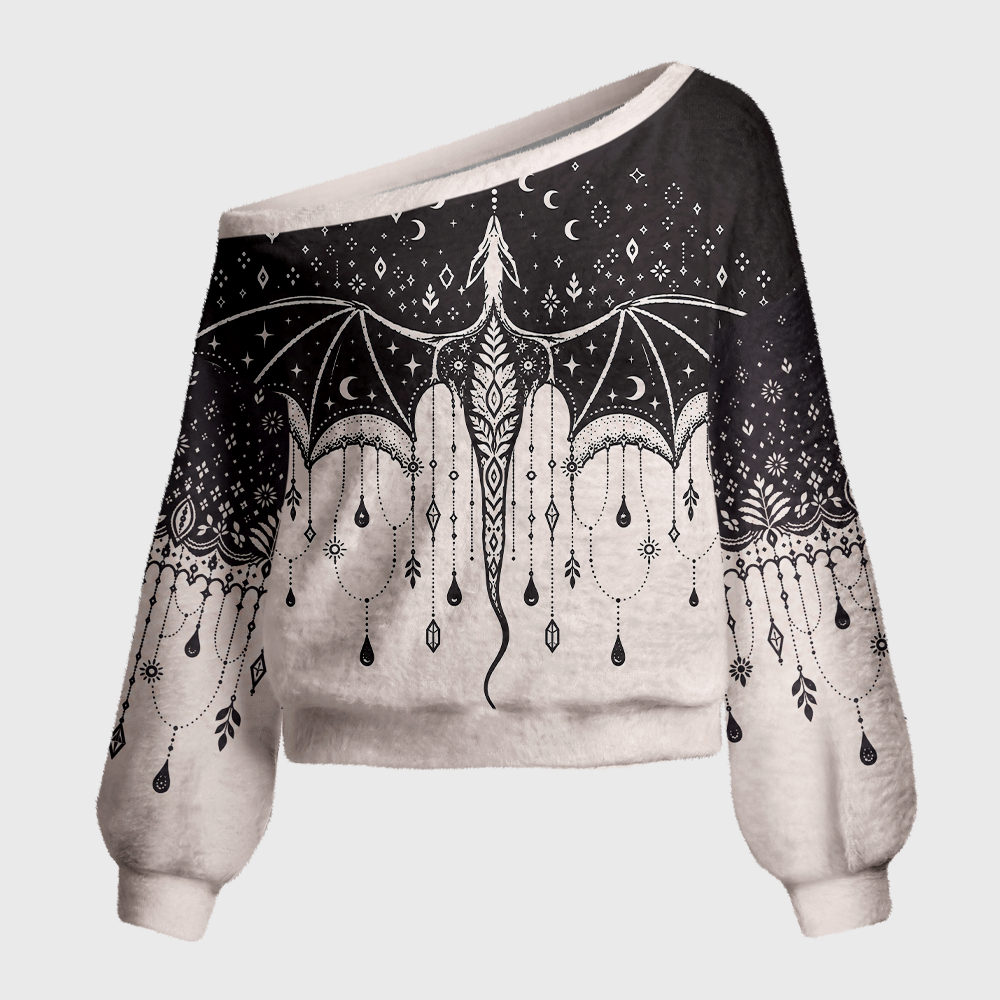 Pagewings Fantasy Reading Off Shoulder Ugly Knit Sweater