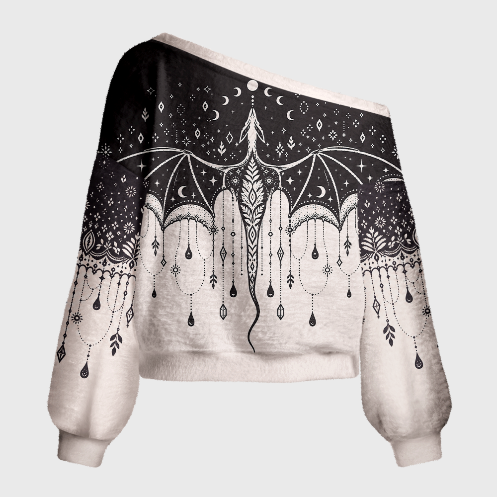 Pagewings Fantasy Reading Off Shoulder Ugly Knit Sweater