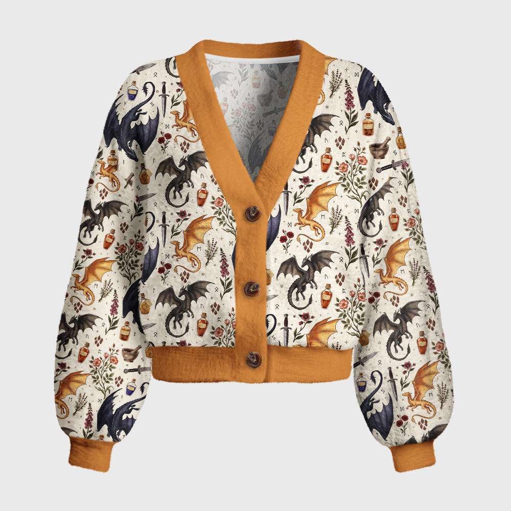 Pagewings Book Dragon Women's Cardigan Sweater