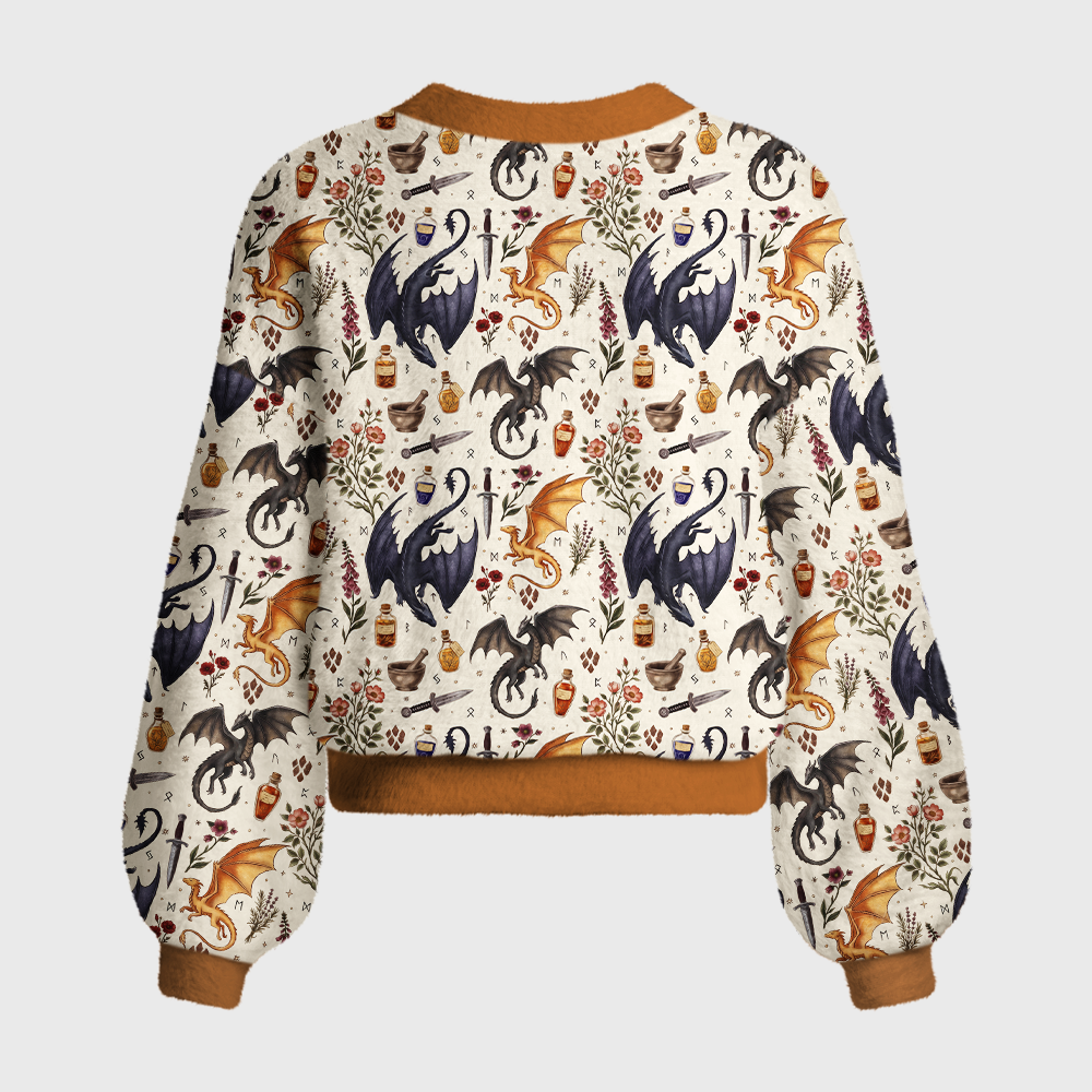 Pagewings Book Dragon Women's Cardigan Sweater