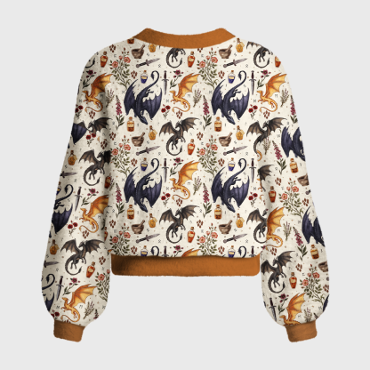 Pagewings Book Dragon Women's Cardigan Sweater