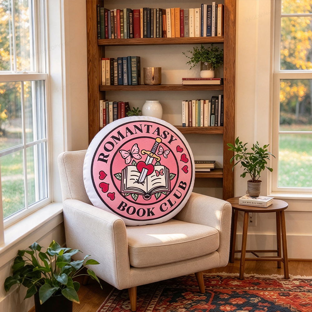 Pagewings Romantasy Book Club Shaped Throw Pillow