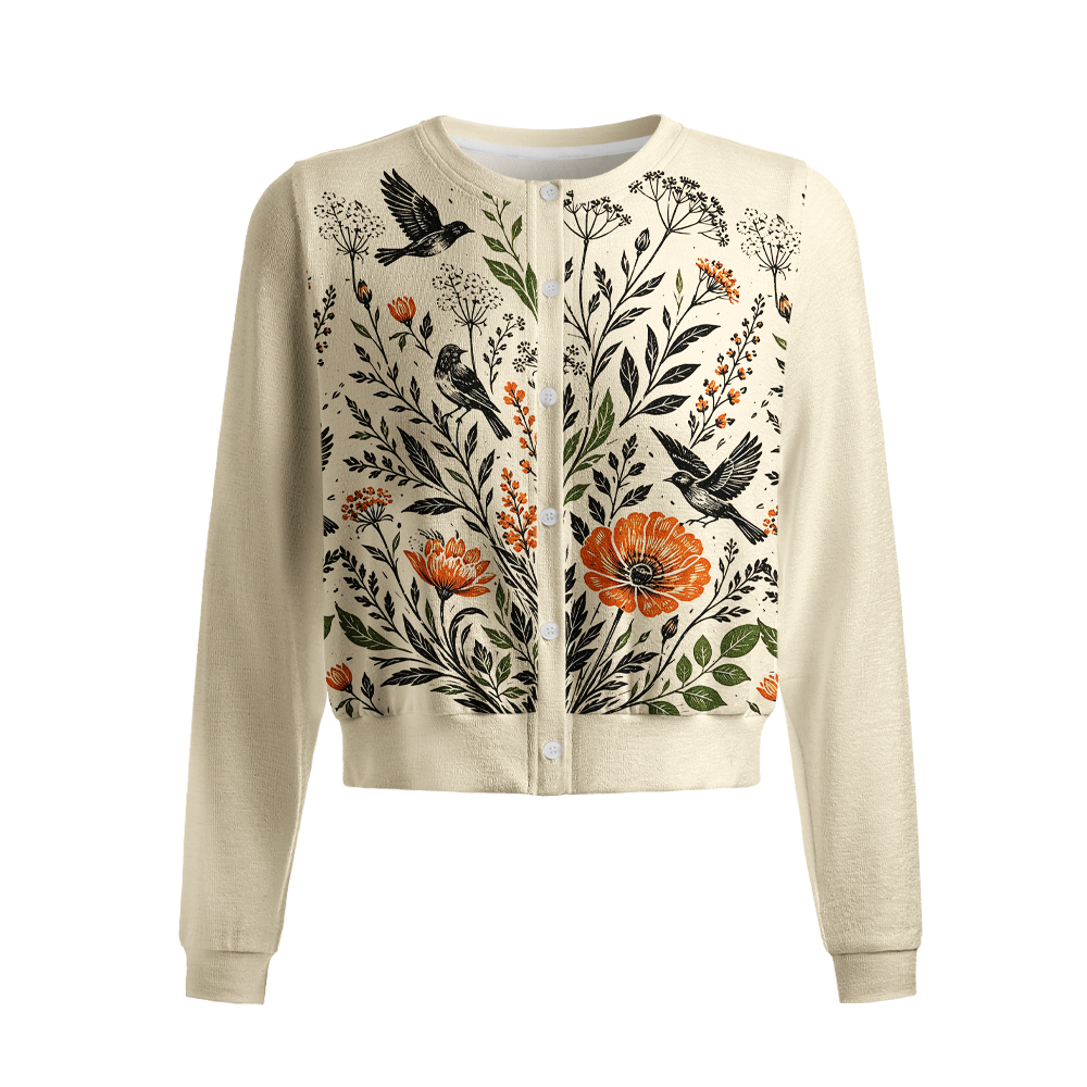 Pagewings Bookish Crow Crew Neck Cardigan Sweaters