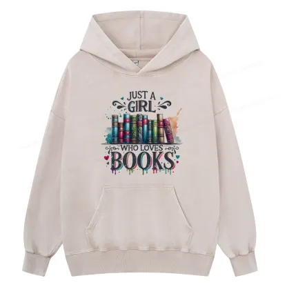 Pagewings Just A Girl Who Loves Books Unisex Washed Hoodie