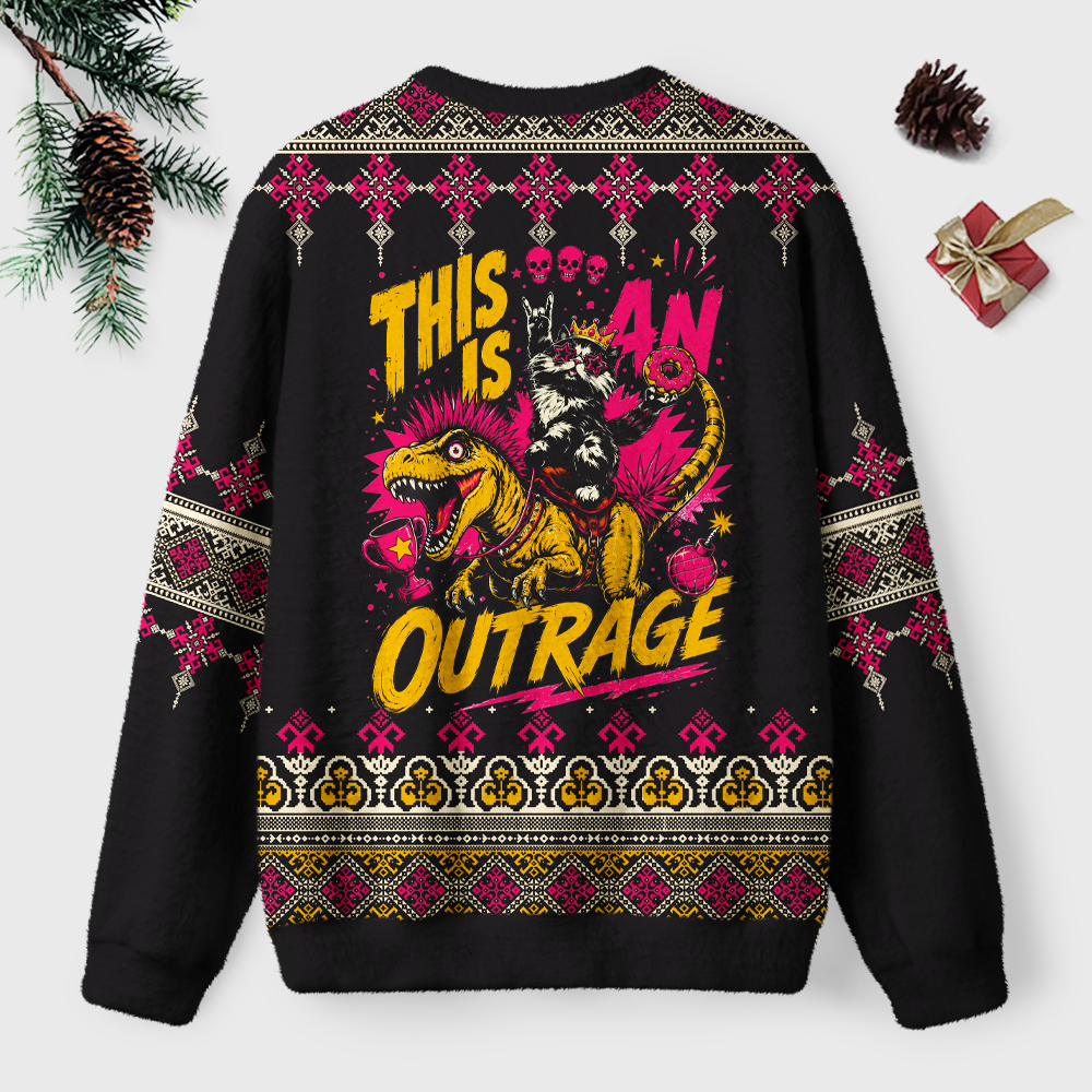 Pagewings This Is An Outrage Unisex Ugly Light Knit Sweatshirt