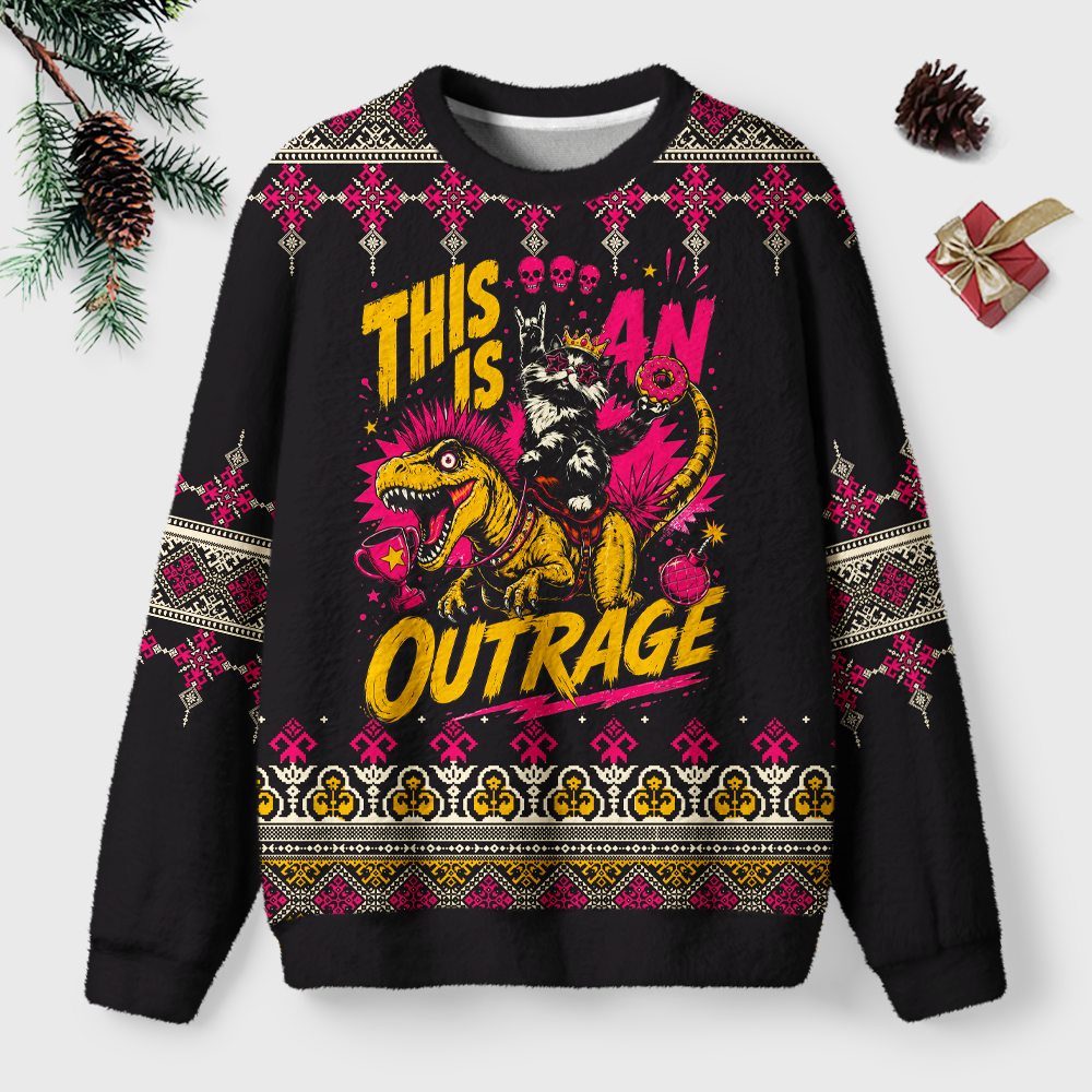 Pagewings This Is An Outrage Unisex Ugly Light Knit Sweatshirt