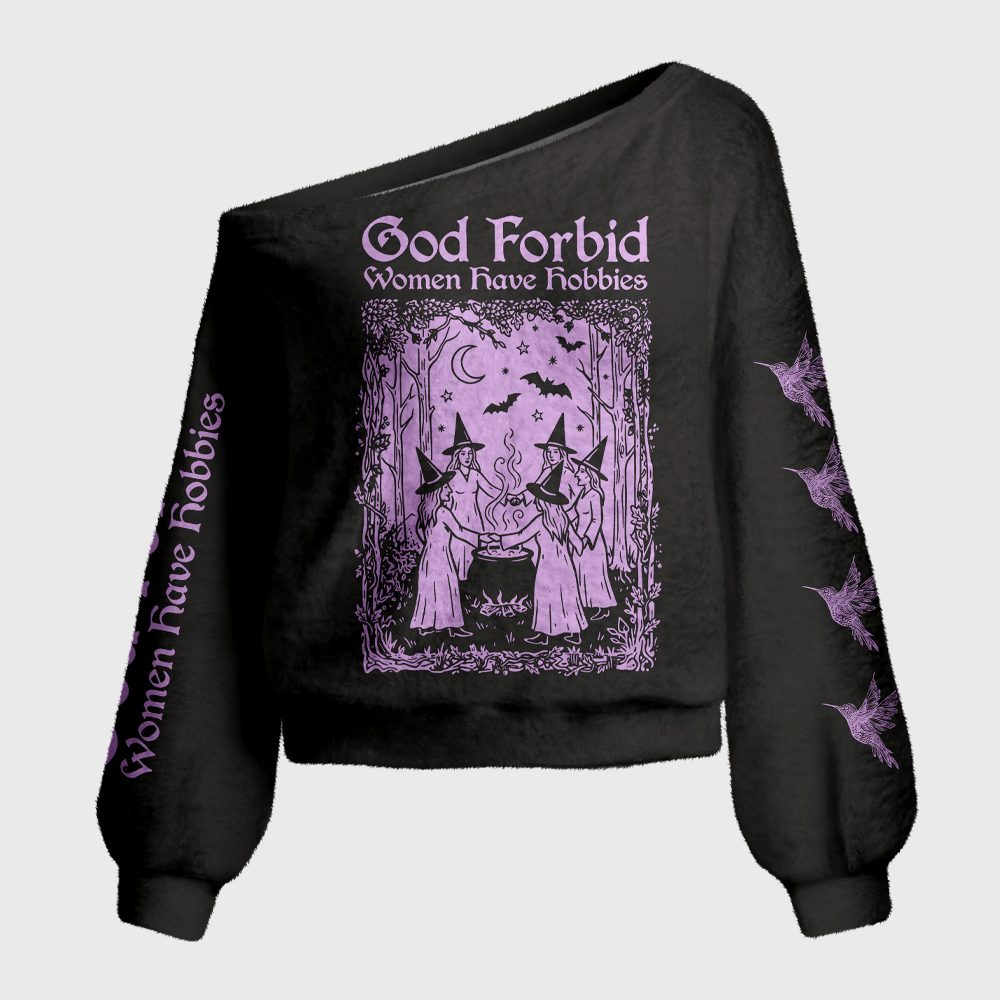 Pagewings God Forbid Women Have Hobbies Off Shoulder Ugly Knit Sweater