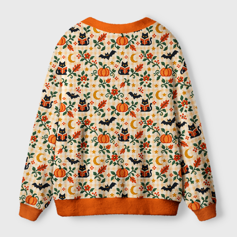 Pagewings Halloween Bookish Light Knit Unisex Cardigan Sweaters