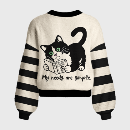 Pagewings Cat Book Lover Women's Cardigan Sweater