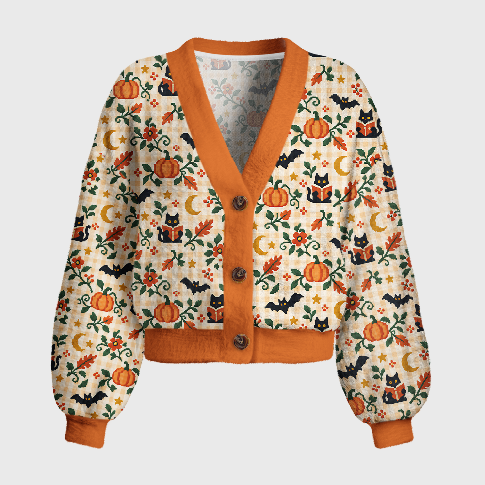 Pagewings Halloween Bookish Women's Cardigan Sweater