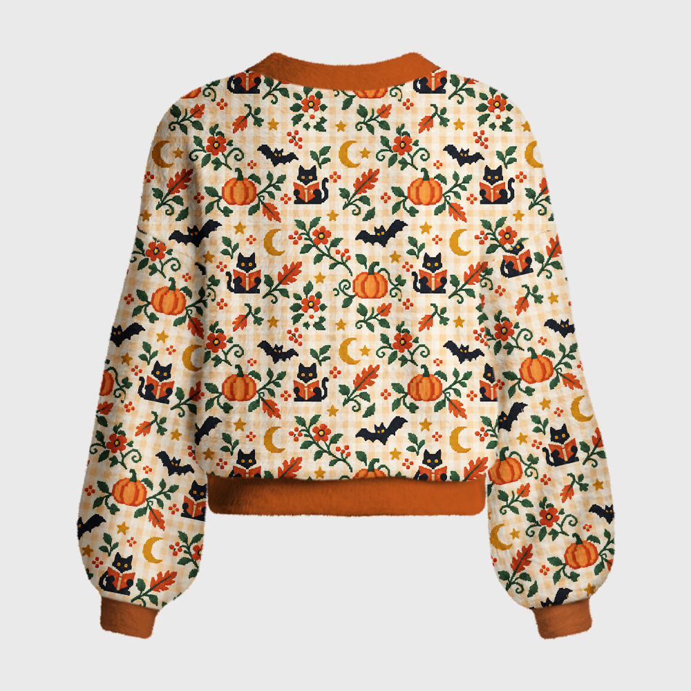 Pagewings Halloween Bookish Women's Cardigan Sweater