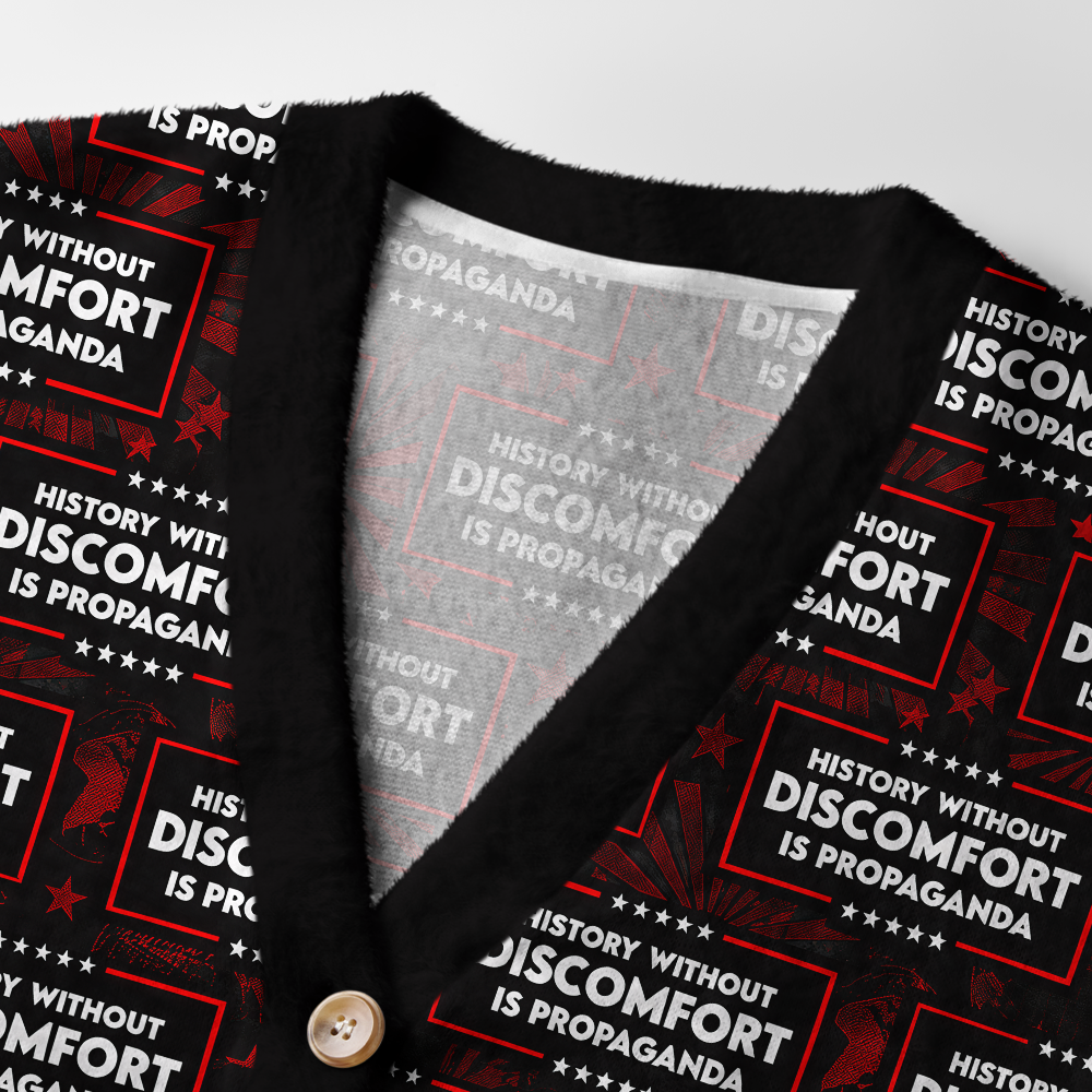 Pagewings History Without Discomfort Is Propaganda Light Knit Unisex Cardigan Sweaters