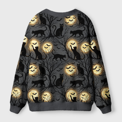 Pagewings The Cat and the Moon Light Knit Unisex Cardigan Sweaters