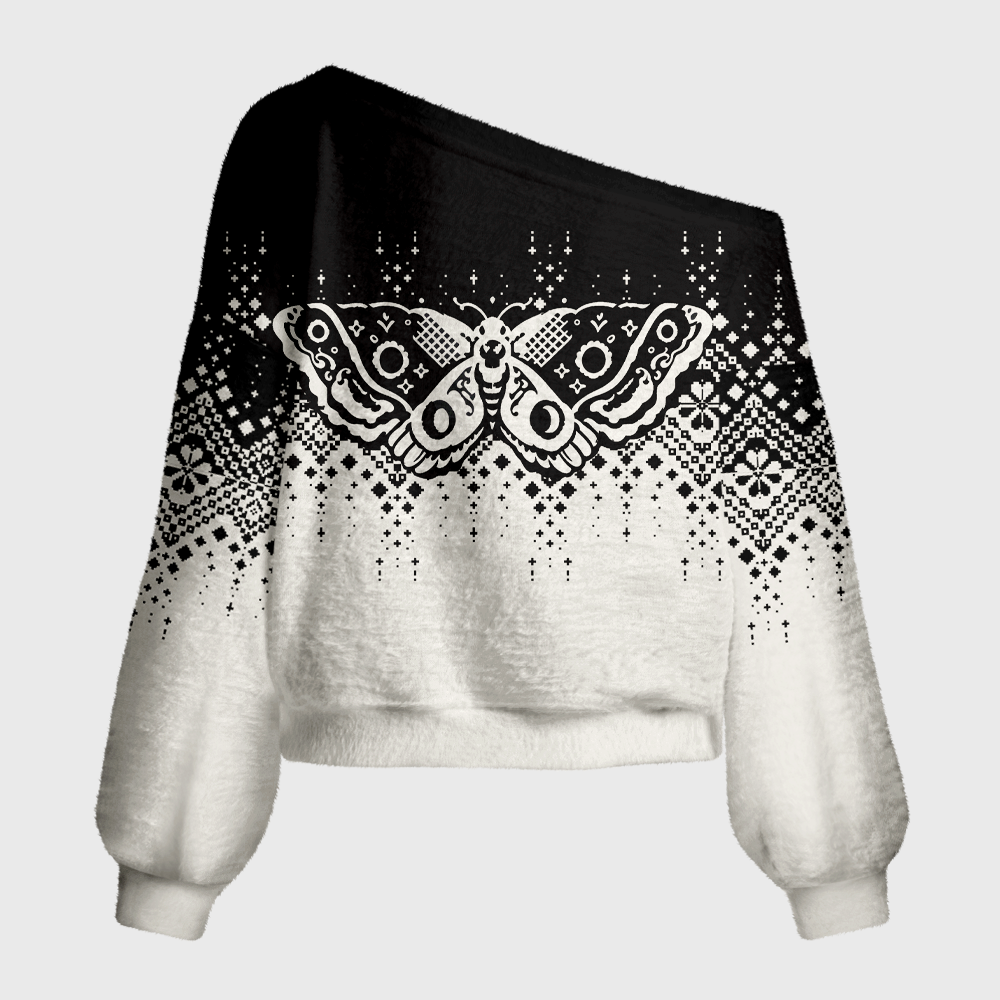 Pagewings Death's-Head Hawkmoth Off Shoulder Ugly Knit Sweater