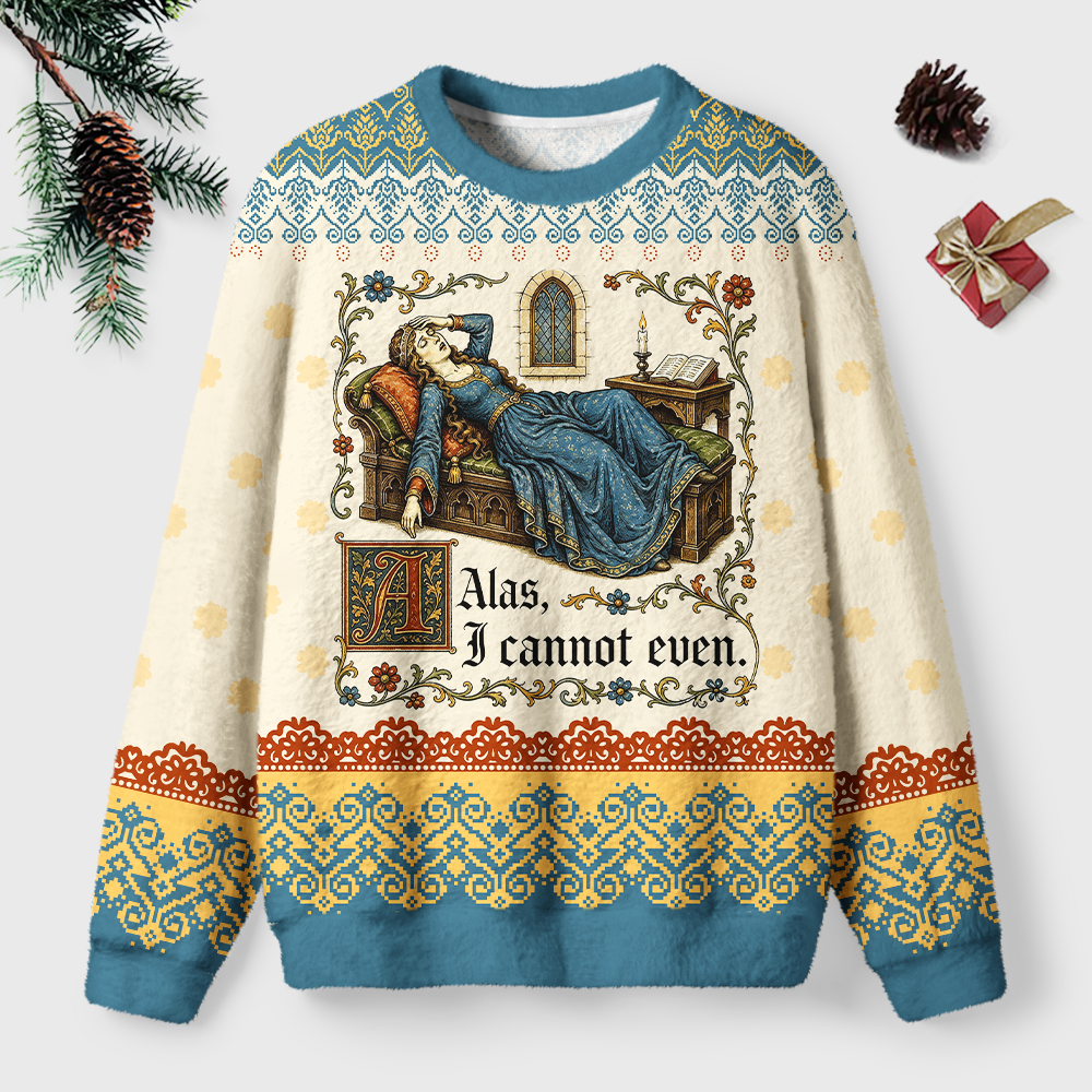 Pagewings Medieval Book Lover Unisex Ugly Light Knit Sweatshirt
