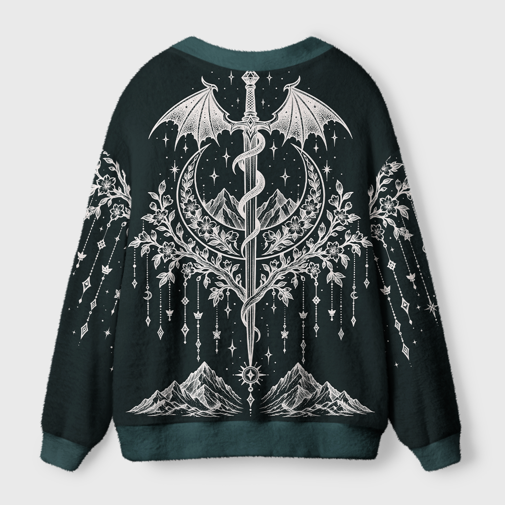 Pagewings Book Dragon Light Knit Unisex Cardigan Sweaters