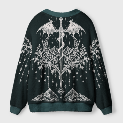 Pagewings Book Dragon Light Knit Unisex Cardigan Sweaters