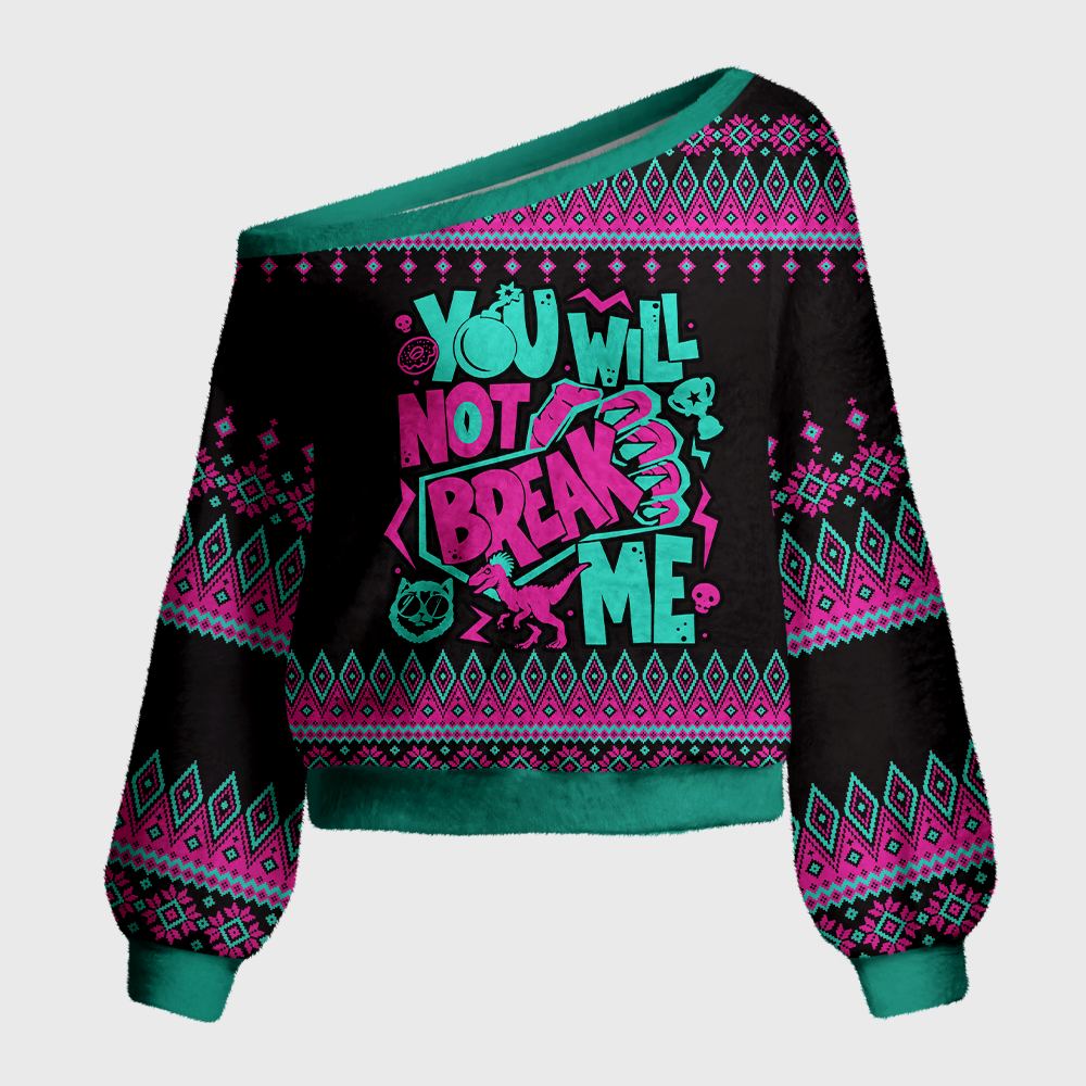 Pagewings Sci Fi Book Lover Off Shoulder Ugly Knit Sweater