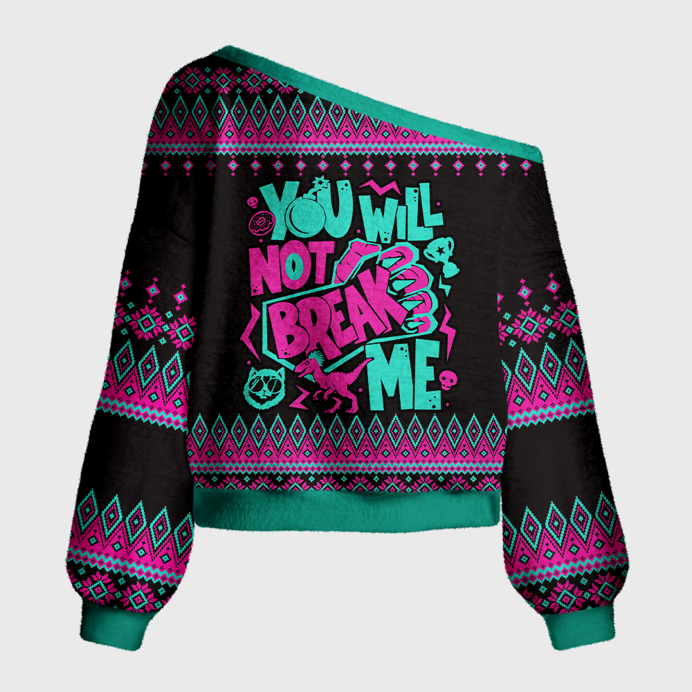 Pagewings Sci Fi Book Lover Off Shoulder Ugly Knit Sweater
