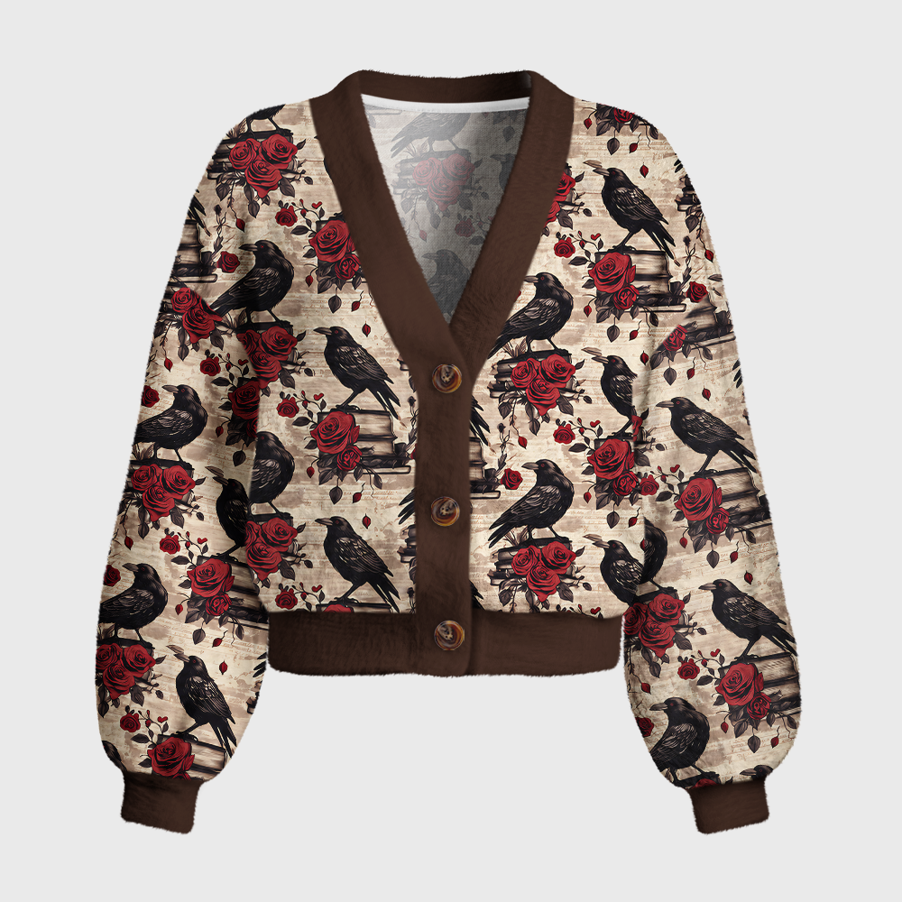 Pagewings Reading Crow Women's Cardigan Sweater
