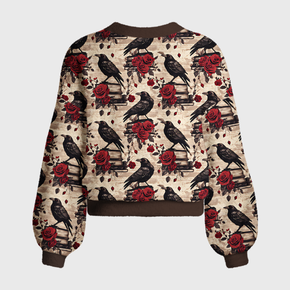 Pagewings Reading Crow Women's Cardigan Sweater