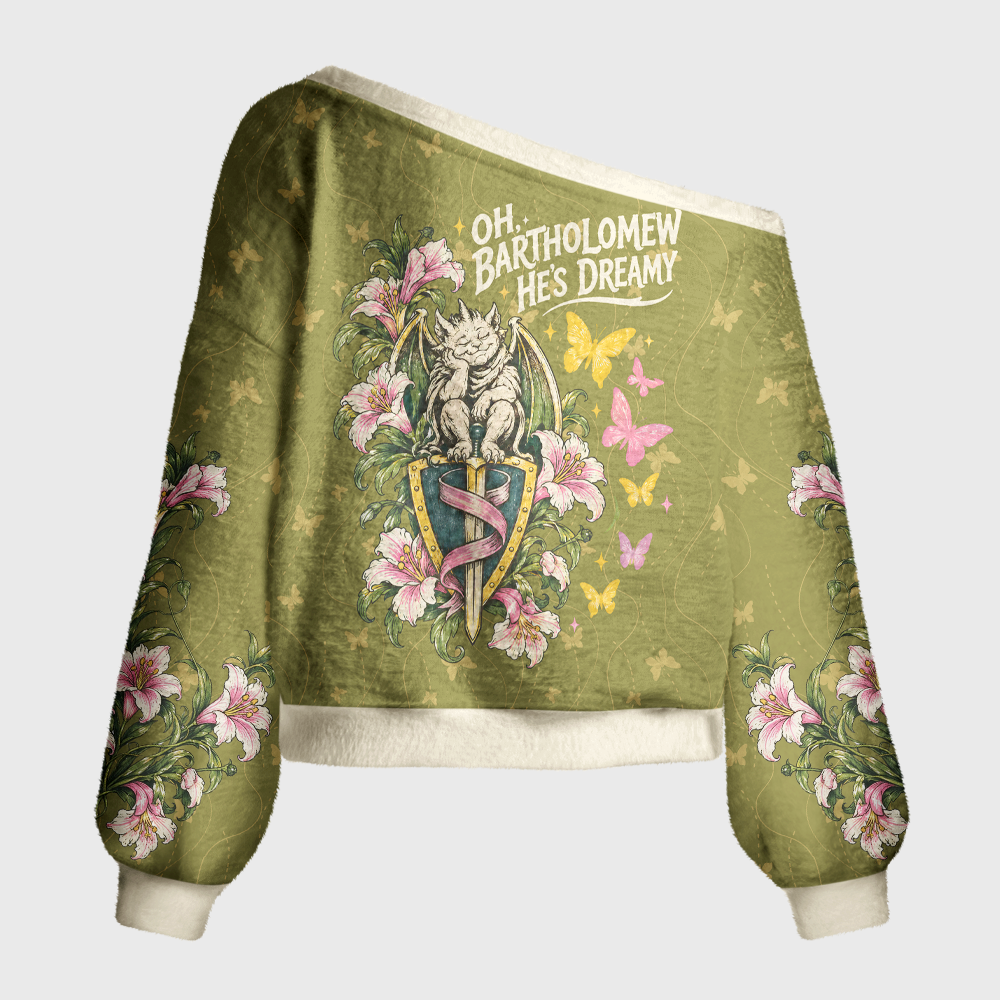 Pagewings Fantasy Books Lover Off Shoulder Ugly Knit Sweater