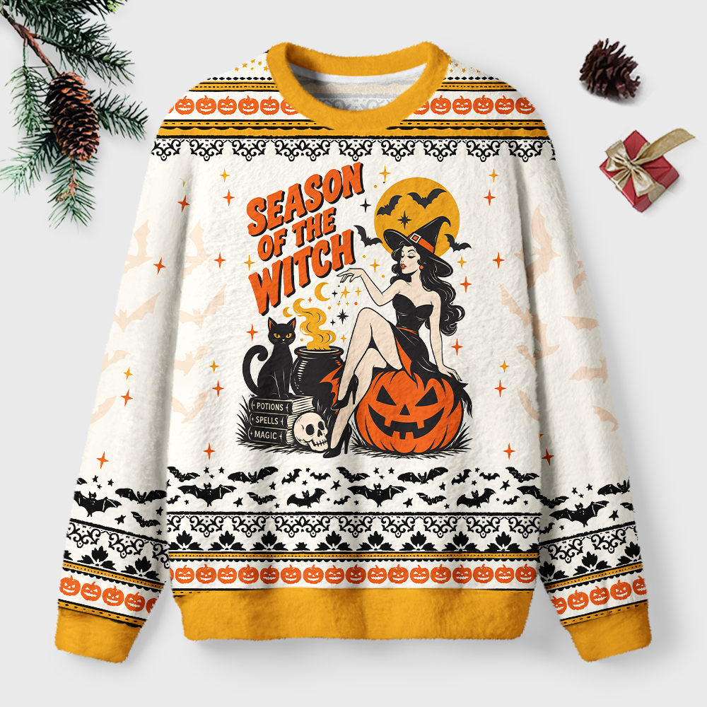 Pagewings Halloween Bookish Unisex Ugly Light Knit Sweatshirt